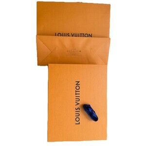 Authentic LOUIS VUITTON Gift Box W/ Bag Large & Ribbon 14"x11"x6" Empty Box